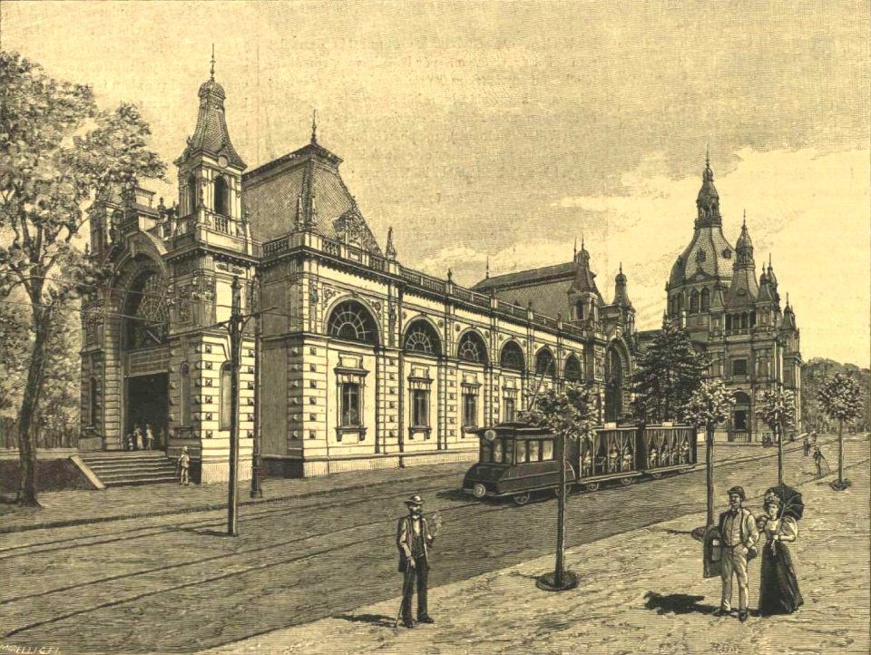 Millenniumi Kiállítás a Városligetben Budapesten. Közlekedésügyi csarnok 1896-31 photo