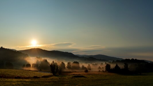Landscape dawn fog