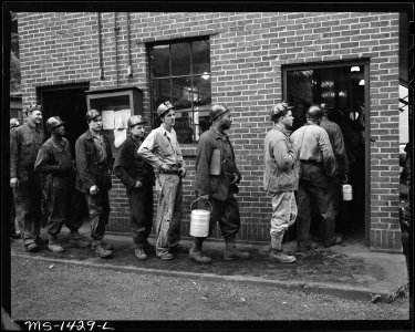 Miners going into lamp house to get their safety lamps. U.S. Coal and Coke Company, Gary Mines, Gary, McDowell... - NARA - 540799