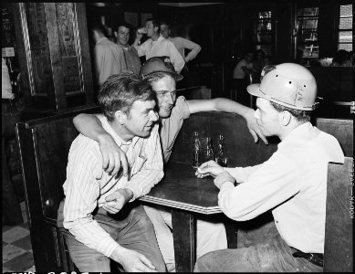 Miners in soda fountain. Inland Steel Company, Wheelwright ^1 & 2 Mines, Wheelwright, Floyd County, Kentucky. - NARA - 541505