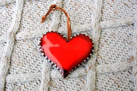 Wool textile gray heart