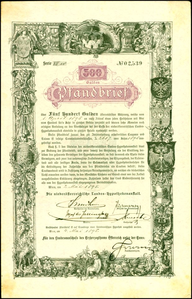 Niederösterreichische Landes-Hypothekenanstalt 1895 500 Gd