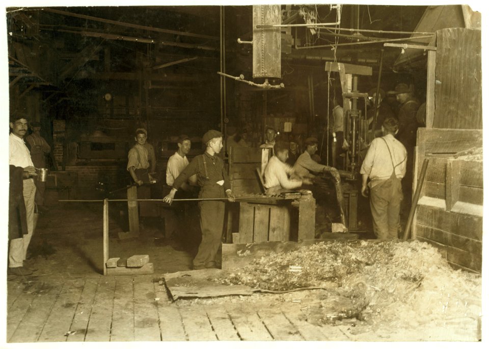 Night scene. Cumberland Glass Works, Bridgeton, N.J. LOC nclc.01249