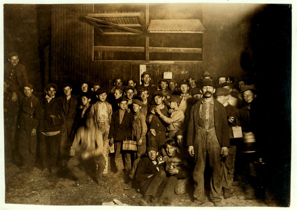 Night Shift Leaving for Home- Indiana Glass Works, 8-00 A. M., (See also Photo -91.) LOC cph.3a47674