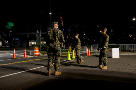 Night Watch 3 2 Marines Screen personnel in NYC for the USNS Comfort (49826819736)