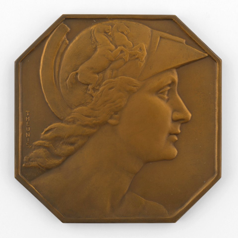 Minerva, plaquette by Pierre Theunis, Belgium, (1936), Coins and Medals Department of the Royal Library of Belgium, 2N114 - 14 (recto)