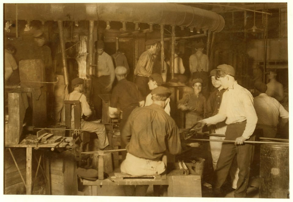 Night shift in Wheaton Glass Works, Millville, N.J. This is typical of night shifts in Jersey. LOC nclc.05446