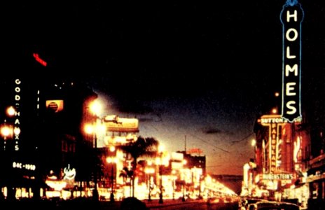 Night view of Canal Street, New Orleans, Louisiana (USA), circa in November 1966