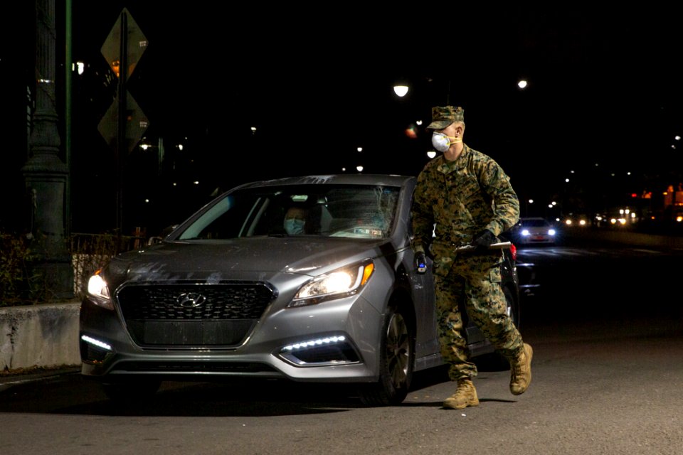 Night Watch 3 2 Marines Screen personnel in NYC for the USNS Comfort (49826282563)