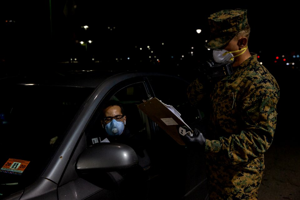 Night Watch 3 2 Marines Screen personnel in NYC for the USNS Comfort (49826815836)