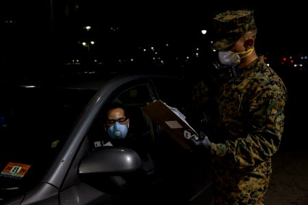 Night Watch 3 2 Marines Screen personnel in NYC for the USNS Comfort (49826815836) photo