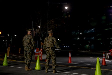 Night Watch 3 2 Marines Screen personnel in NYC for the USNS Comfort (49827132482) photo