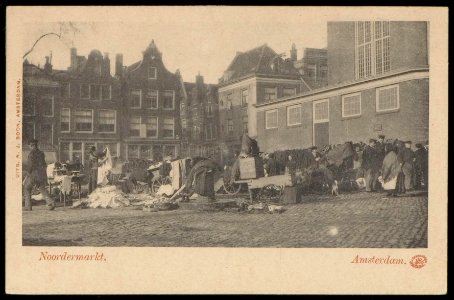 Noordermarkt met rechts de Noorderkerk en in het midden de Boomstraat. Uitgave N.J. Boon, Amsterdam photo
