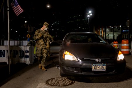 Night Watch 3 2 Marines Screen personnel in NYC for the USNS Comfort (49826818296) photo