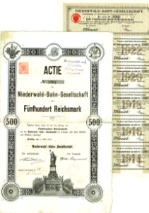 Niederwald-Bahn-Gesellschaft 500 RM 1884