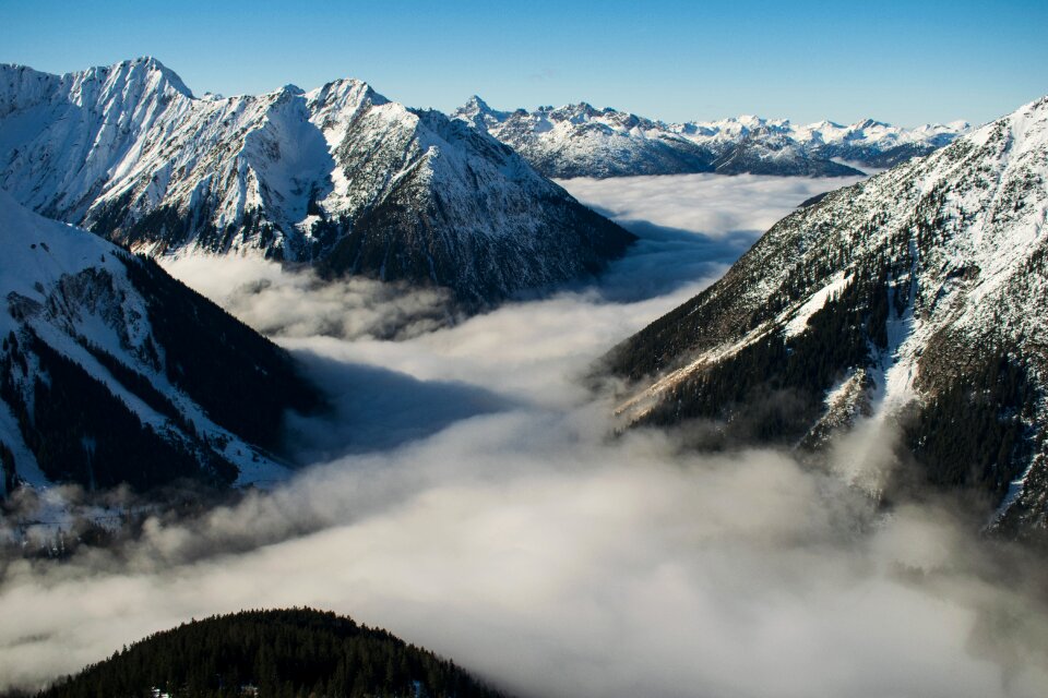 View snow mountains