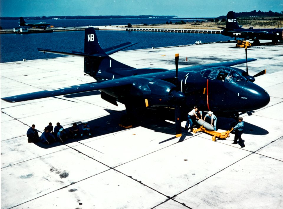 North American AJ-1 at Naval Air Station Patuxent River, circa in the early 1950s (NH 101810-KN)