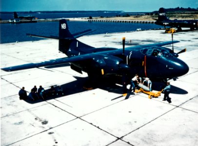 North American AJ-1 at Naval Air Station Patuxent River, circa in the early 1950s (NH 101810-KN)