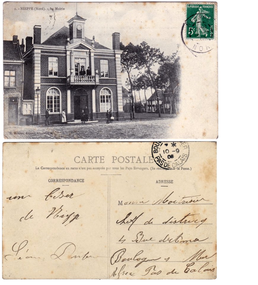 NIEPPE, La Mairie carte postale recto- verso