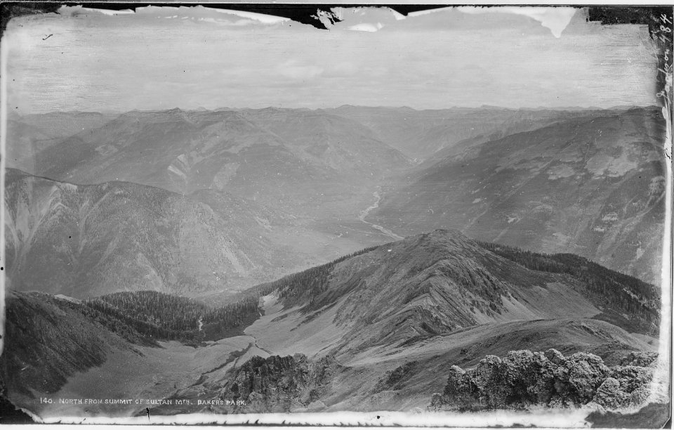 North from summit of Sultan Mountain, Baker's Park, Silverton Quadrangle. San Juan County, Colorado. - NARA - 517088