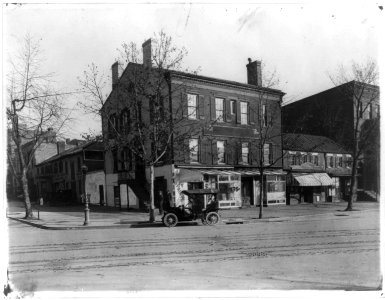 Northeast corner of H and Nineteenth Streets, N.W., Washington, D.C., showing the West End Stables (formerly Wanstall & Bro. stables), at left LCCN2012646614