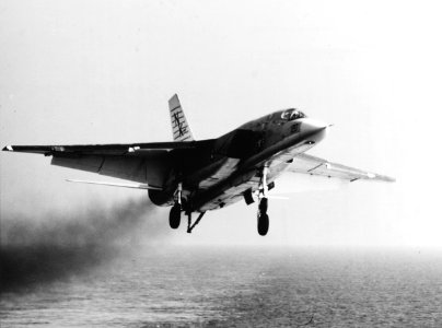 North American RA-5C Vigilante of RVAH-5 approaches USS Constellation (CVA-64), circa in 1968 (K-75465)