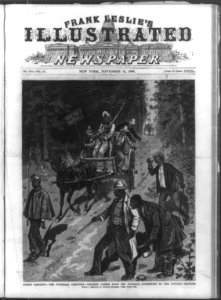 North Carolina - The Political Campaign - Colored Voters from the Interior Journeying to the Polling Stations (Republican Negroes on wagon and Democratic Negroes on foot taunting each other) LCCN99614022