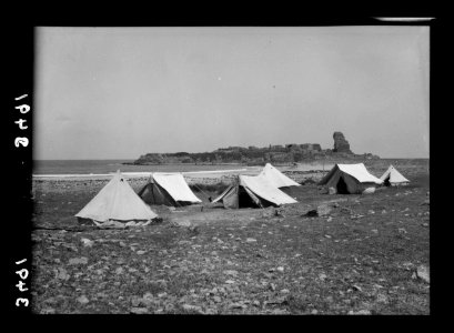 Northern views. Athlit. Excavator's camp in foreground LOC matpc.15367