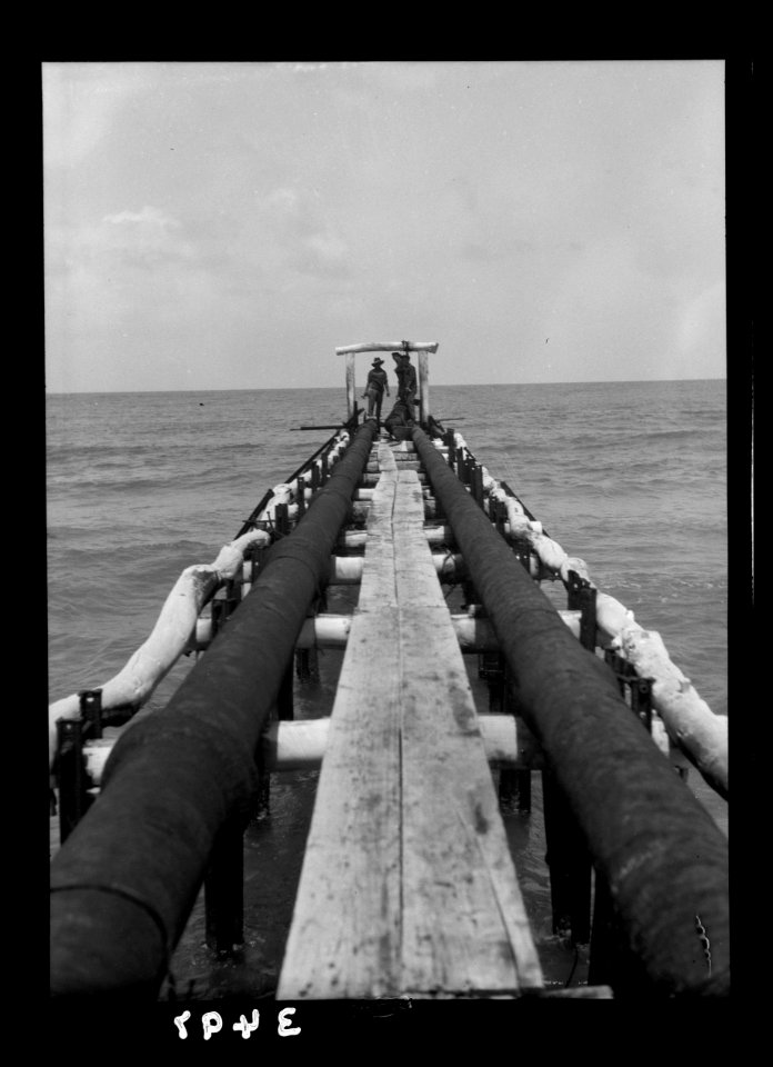 Northern views. Athlit. Salt works. The pier and pipes for pumping sea water LOC matpc.15370