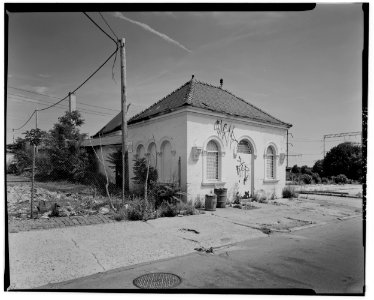 North-East view; Street Car Waiting House, south (front) and west elevations - North Philadelphia Station