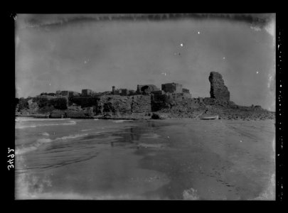 Northern views. Athlit. Crusader castle towers in the sea LOC matpc.15368