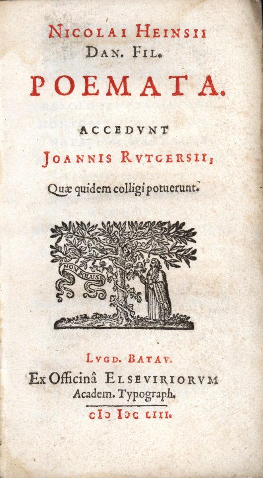 Nikolaes Heinsius the Elder, Poemata (Elzevier 1653), title page