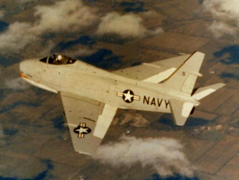North American FJ-4 in flight (colour)