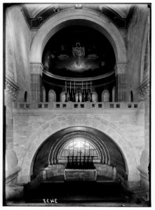 Northern views. Mt. Tabor. Church of the Transfiguration. Interior. Mosaics in dome of central apse representing the transfiguration LOC matpc.02791