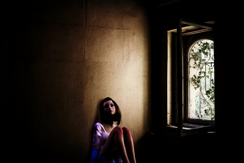 Woman window incidence of light