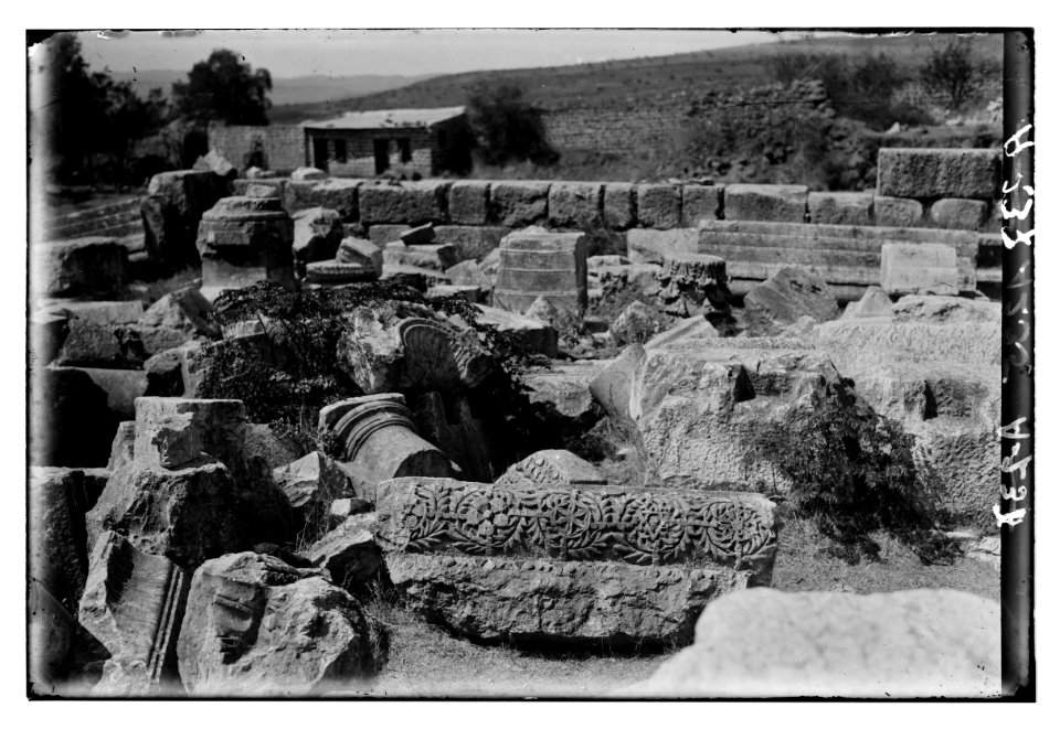 Northern views. Remarkable remains of the synagogue at Capernaum. Details of frieze showing six-pointed star, etc. LOC matpc.05176