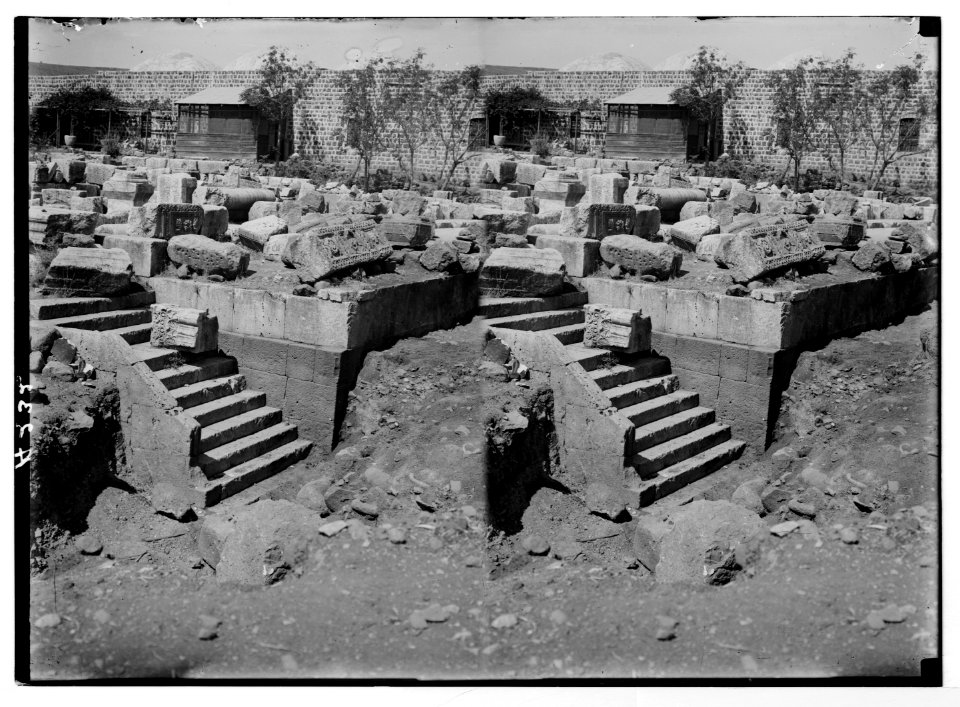 Northern views. Remarkable remains of the synagogue at Capernaum. The eastern stairway LOC matpc.05173