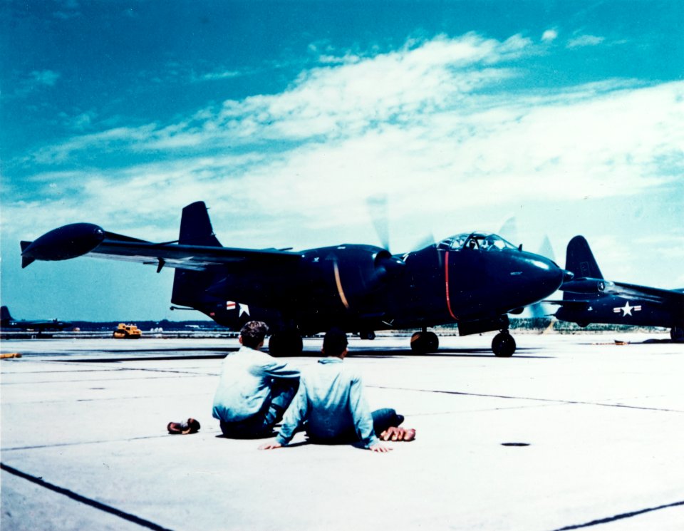 North American AJ-1 at Naval Air Station Patuxent River, circa in the early 1950s (NH 101817-KN)