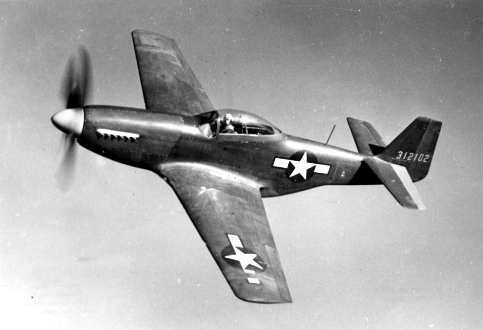 North American P-51D prototype in flight SN 43-12102; Modified P-51B 061023-F-1234P-021
