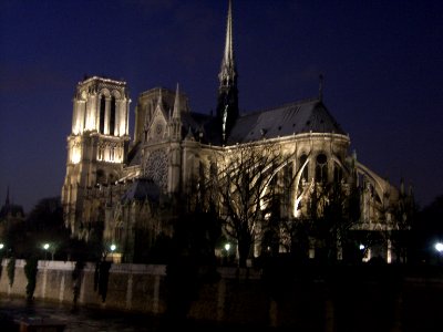 Notre Dame de Paris at night photo