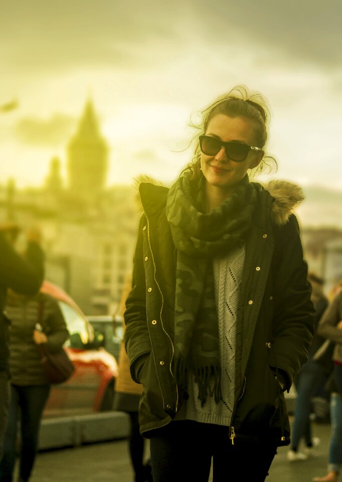 Model girl sunset