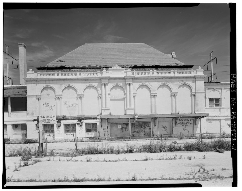 North view; Station Building - south (front) elevation - North Philadelphia Station