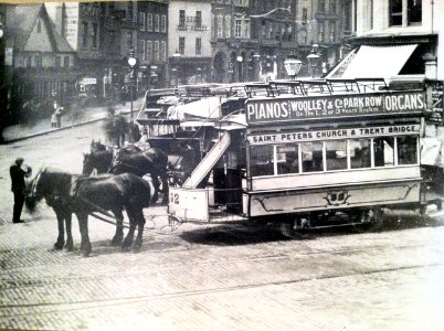 Nottingham Horse Tram outside St. Peter's Church photo