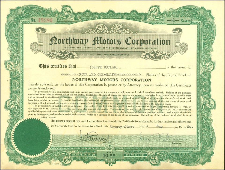Northway Motors Corp. 1920