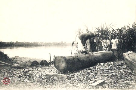 Ogooué-Débarcadère du bois à Samkita photo