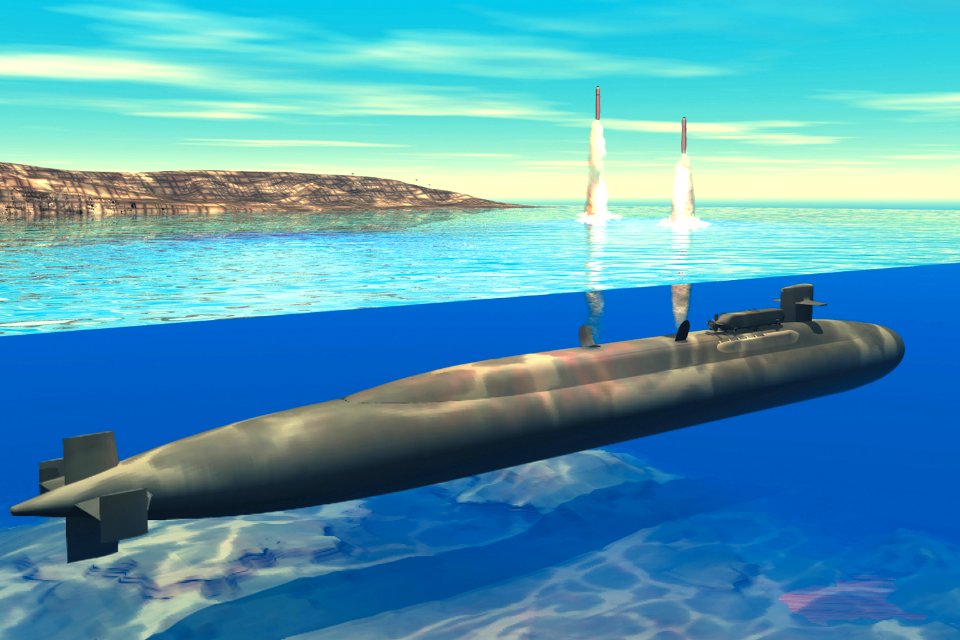 Ohio-class submarine launches Tomahawk Cruise missiles (artist concept)