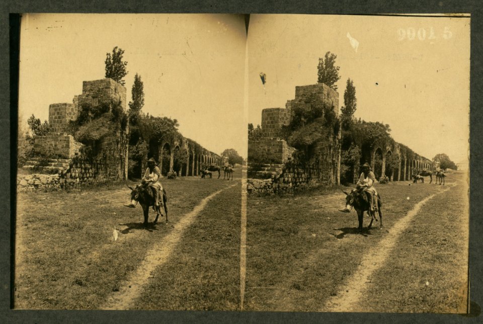 Old aqueduct which brings water to Akka, Palestine LCCN2004672917