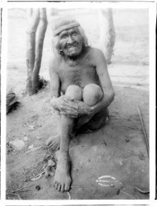 Old Havasupai Indian man, wearing loincloth, ca.1899 (CHS-3775)