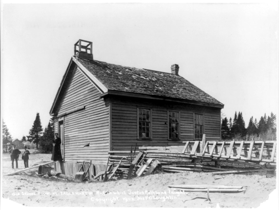 Old school house at Eagle Harbor, Mich., in which Justus Rathbone taught LCCN98506724