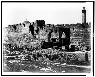 Old Jewish masonry. Exterior of ancient Tower of Antonia - cemetery) - Bonfils LCCN92500651